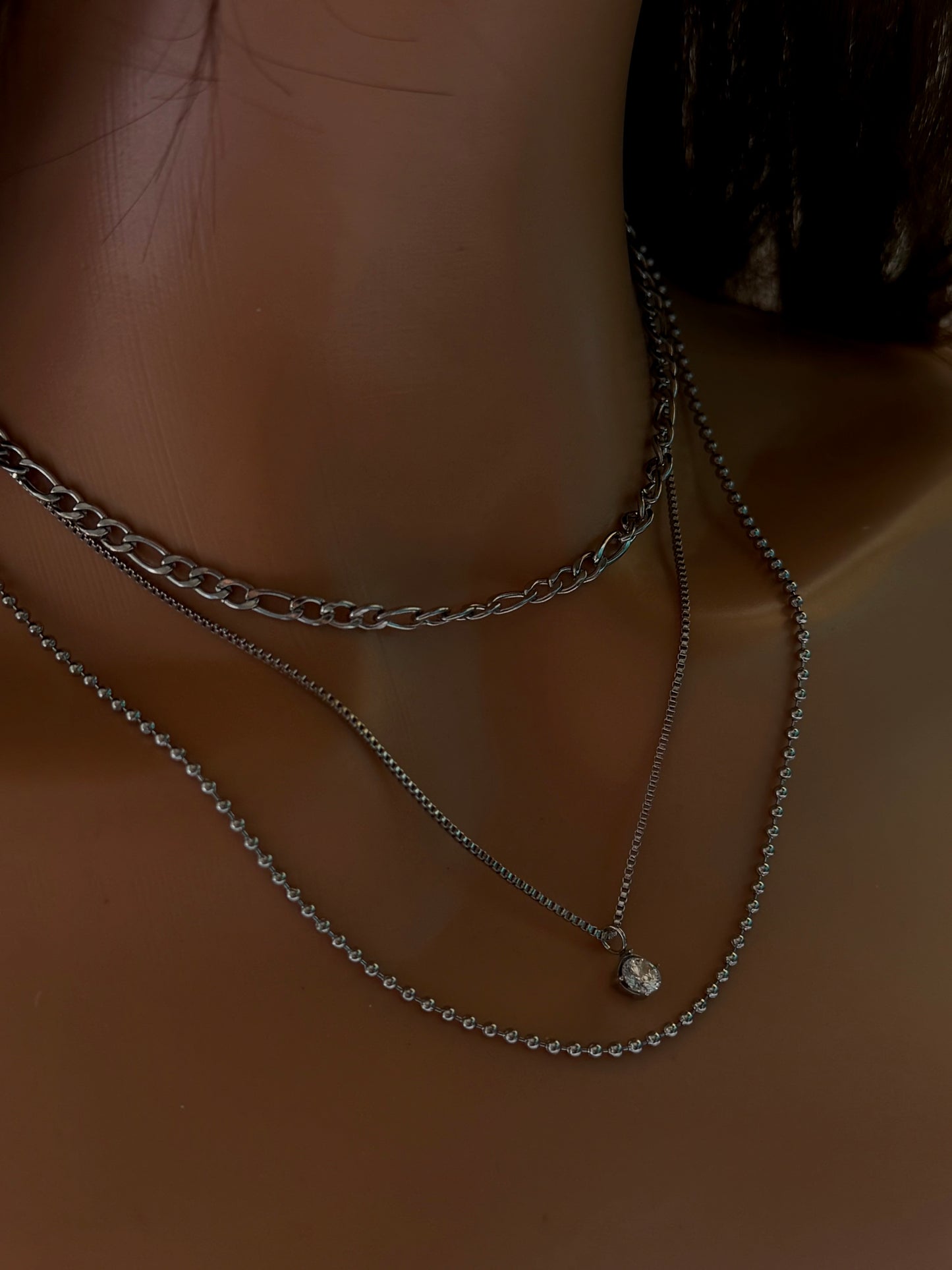 Silver layered necklace