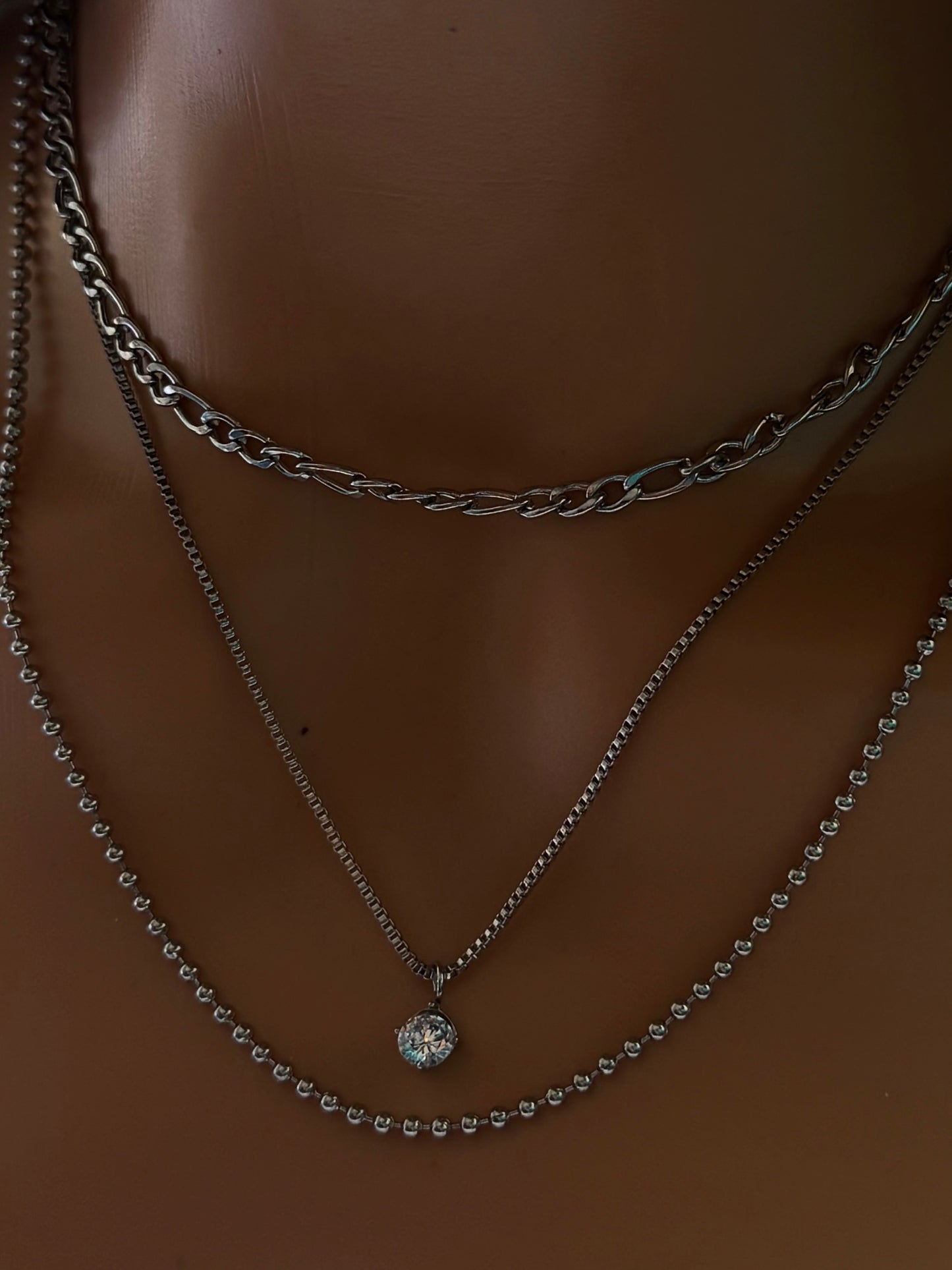 Silver layered necklace
