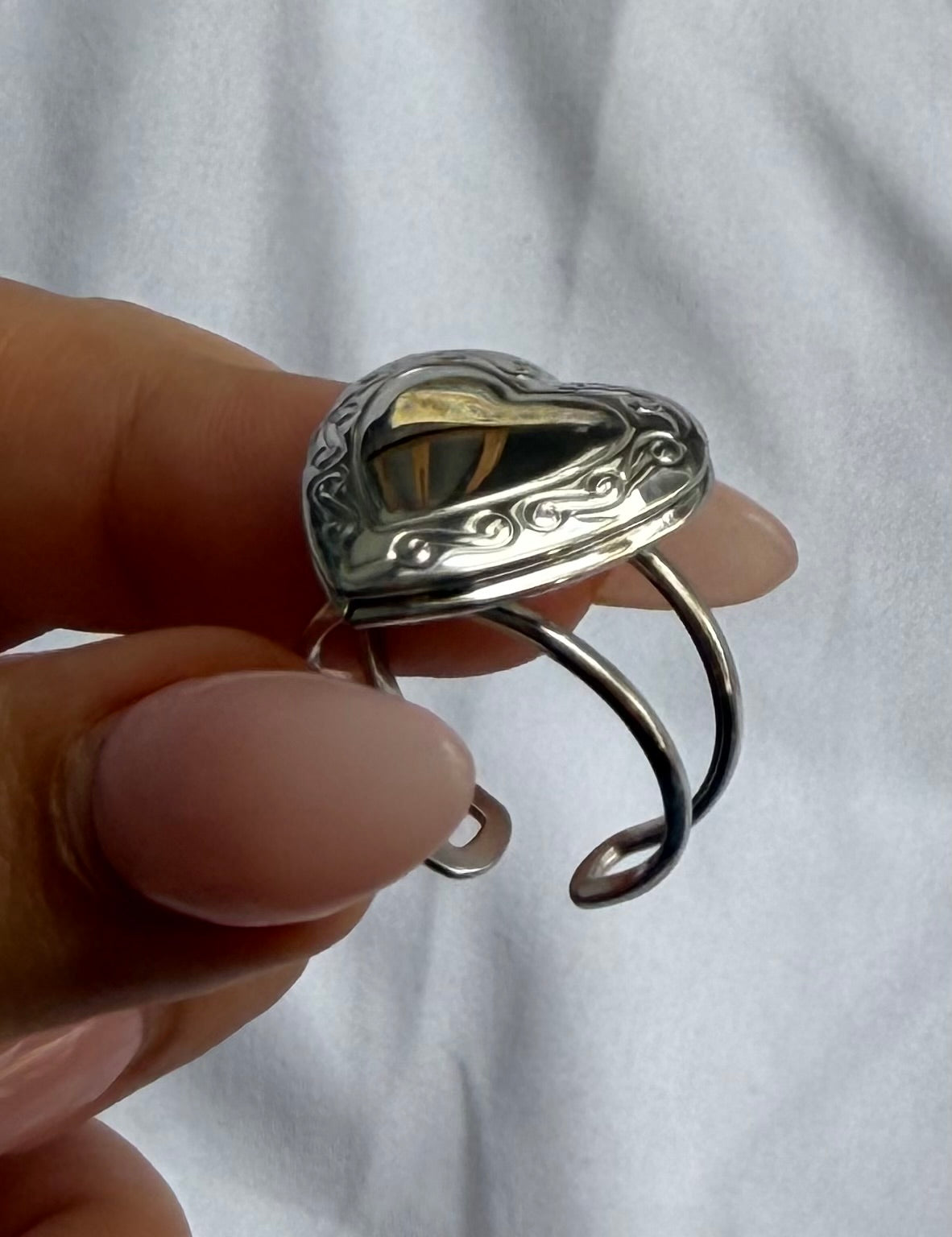 Silver locket ring